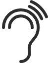 Icono de sonido amplificado con auriculares